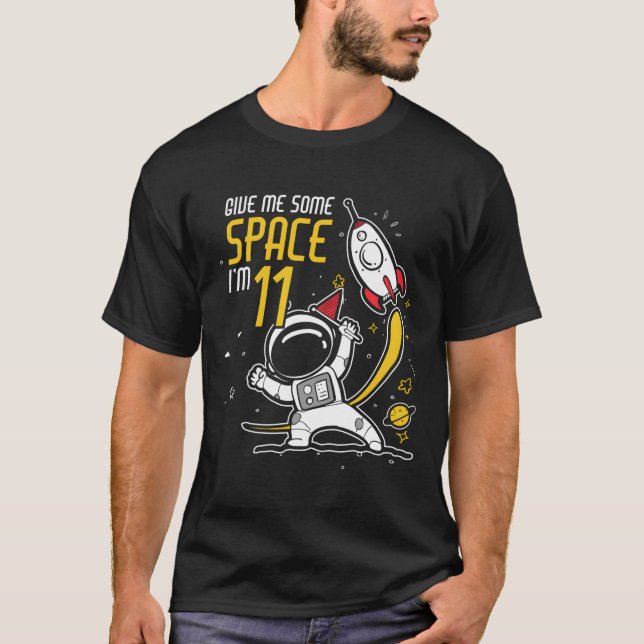 11Th Birthday Shirt Boy 11 Years Old Outer Space A (Front)