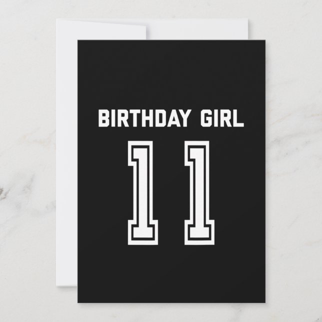 11th Birthday Shirt Gift 11 Years Old Girl Invitation (Front)