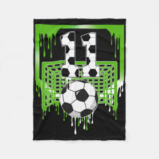 11th Birthday Soccer Ice Cream Drip 11 Year Old Pa Fleece Blanket