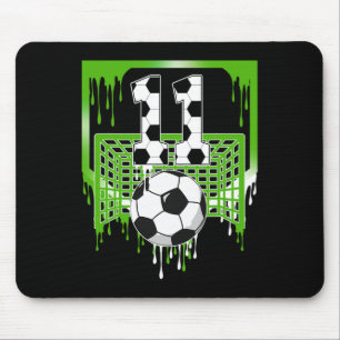 11th Birthday Soccer Ice Cream Drip 11 Year Old Pa Mouse Pad