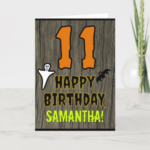 11th Birthday Spooky Halloween Theme Custom Name Card