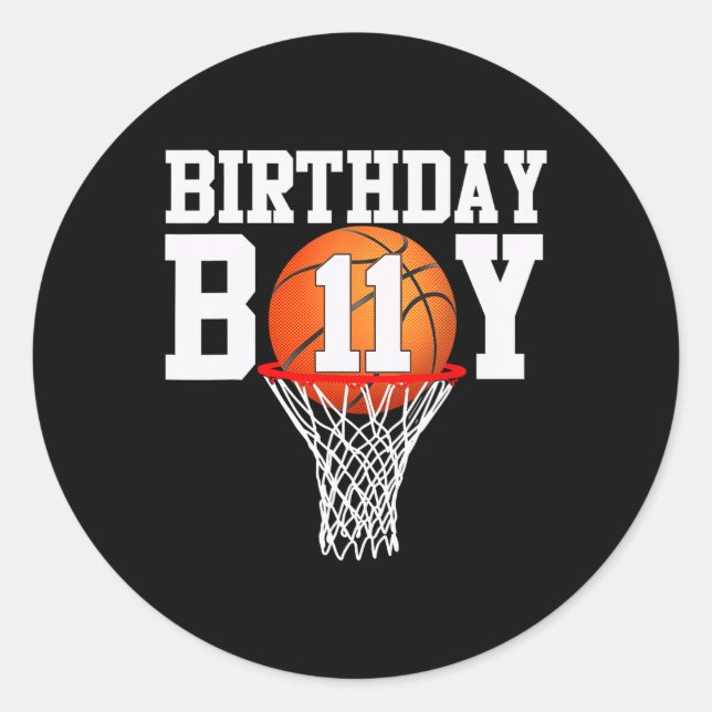 11th Birthday Sport 11 Years Old Basketball 11 Boy Classic Round Sticker (Front)