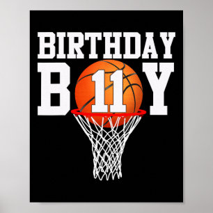 11th Birthday Sport 11 Years Old Basketball 11 Boy Poster