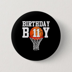 11th Birthday Sport 11 Years Old Bysketbyll 11 Boy Button