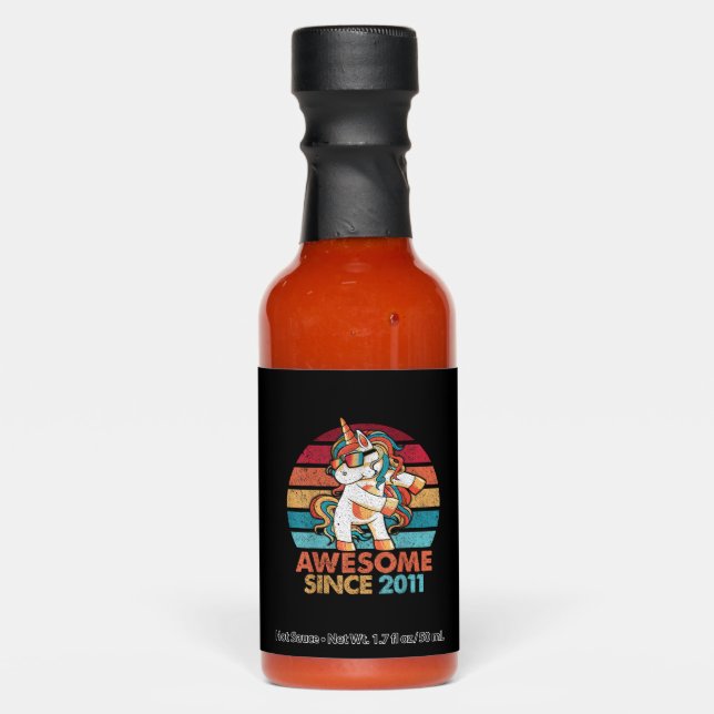 11th Birthday T-Shirt Awesome Since 2011 Unicorn F Hot Sauces (Front)