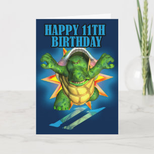 11th Birthday Turtle Card, Happy 11th Birthday Card