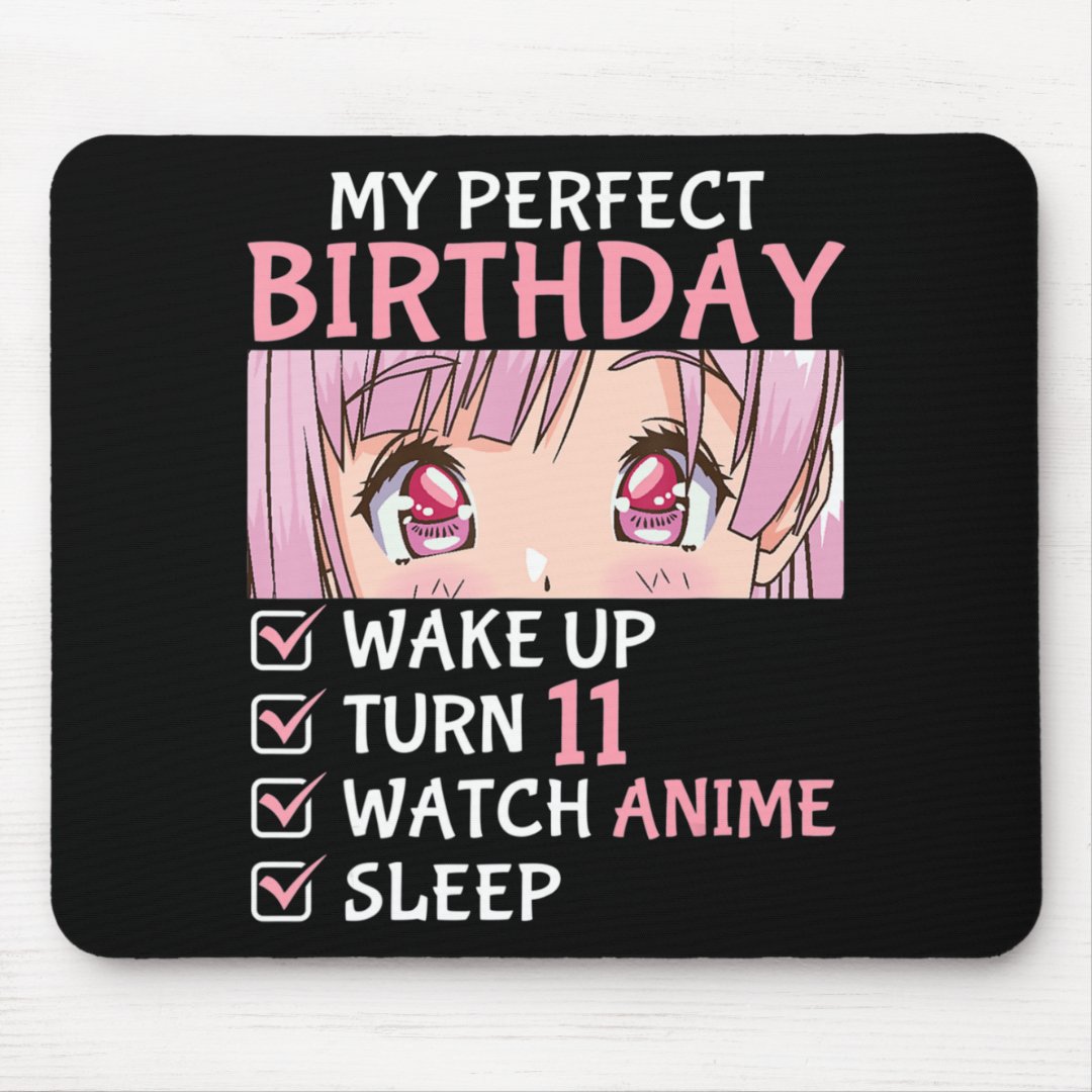 11th Birthday Watch Anime 11 Years Old Anime Teen Mouse Pad | Zazzle