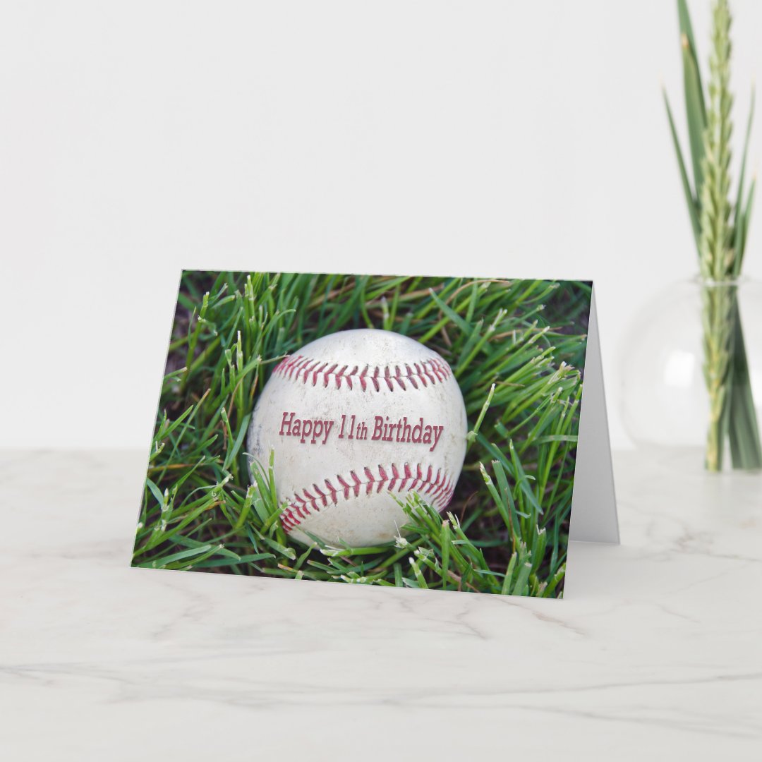 11th Birthday with baseball Card | Zazzle