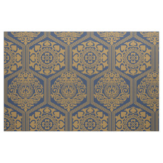 11th-Century Hexagons - Dark Blue and Gold Fabric