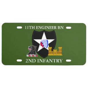 11TH ENGINEER BN 2ND INFANTRY DIVISION LICENSE PLATE