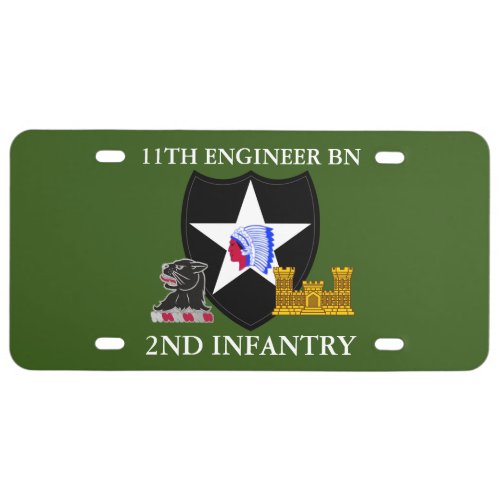 11TH ENGINEER BN 2ND INFANTRY DIVISION LICENSE PLATE