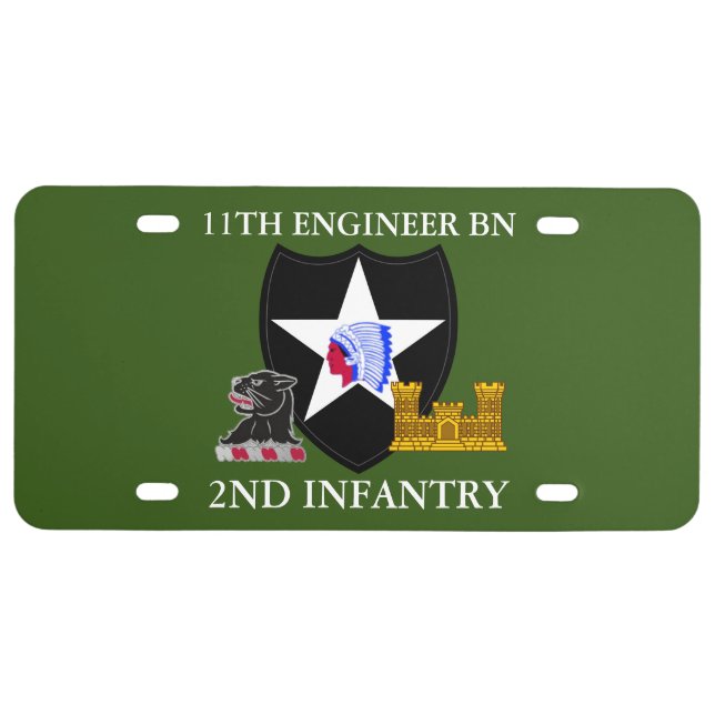 11TH ENGINEER BN 2ND INFANTRY DIVISION LICENSE PLATE (Front)