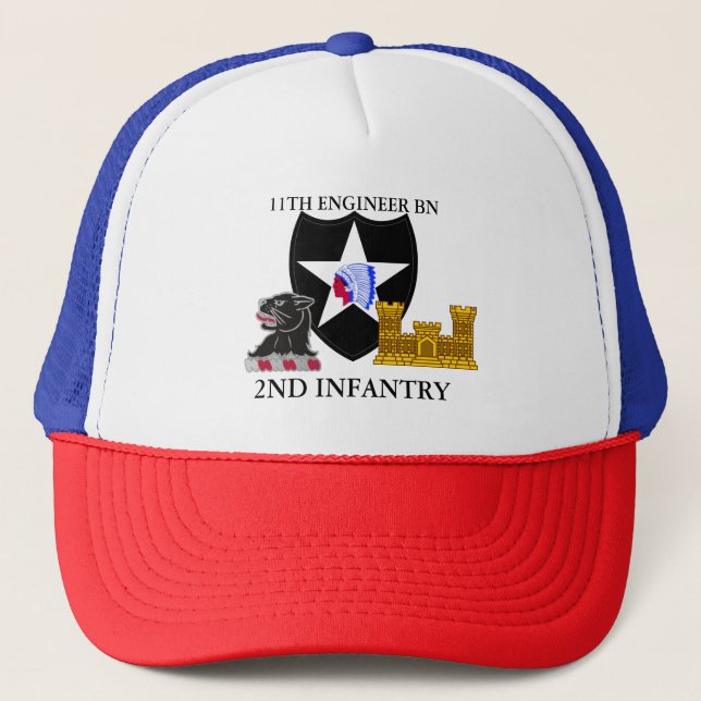 11TH ENGINEER BN 2ND INFANTRY DIVISION TRUCKER HAT (Front)