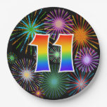 [ Thumbnail: 11th Event - Fun, Colorful, Bold, Rainbow 11 Paper Plates ]
