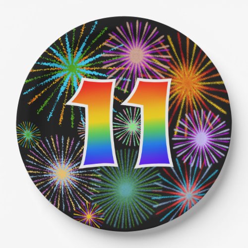 11th Event _ Fun Colorful Bold Rainbow 11 Paper Plates