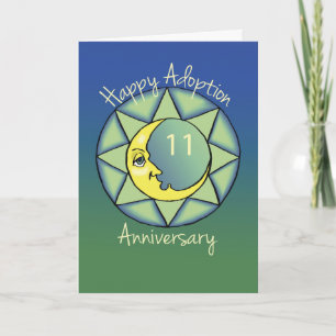 11th Gotcha Day/Adoption Anniversary Moon, Blue, Card