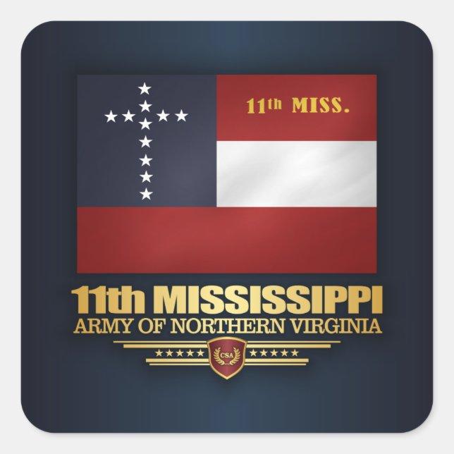11th Mississippi Infantry Square Sticker (Front)