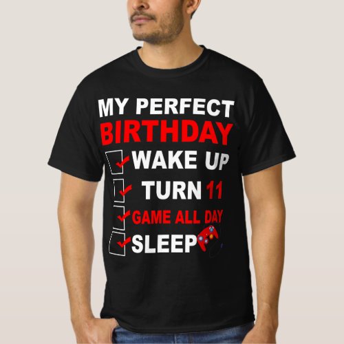 11th Perfect Birthday Gaming 11 Years Old Gamer Bo T_Shirt