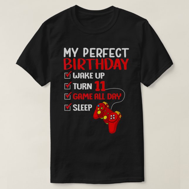 11th Perfect Birthday Gaming 11 Years Old Gamer Bo T-Shirt (Design Front)