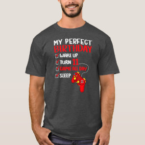 11th Perfect Birthday Gaming 11 Years Old Gamer  T-Shirt