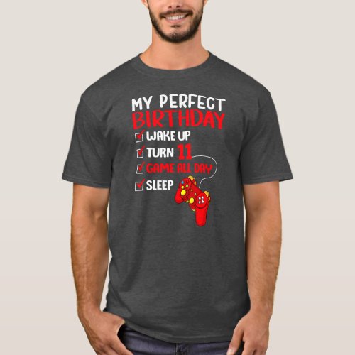 11th Perfect Birthday Gaming 11 Years Old Gamer  T_Shirt