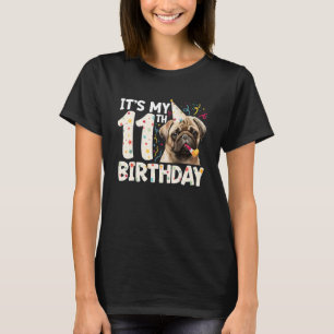 11th Pug Birthday Party 11 Year Old Dog Birthday T-Shirt