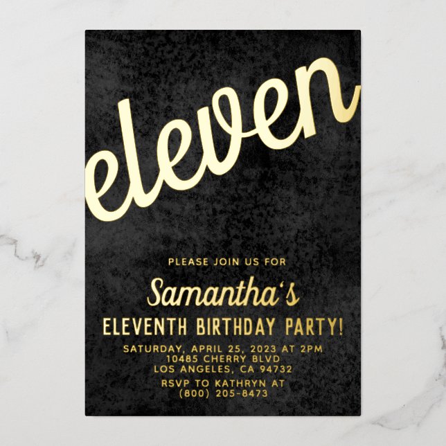 11th Rose Gold Birthday Foil Invitation (Front)