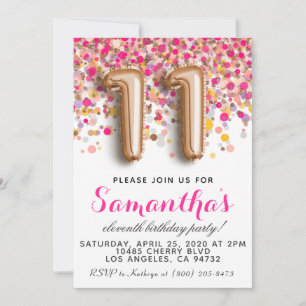 11th Rose Gold Birthday Invitation