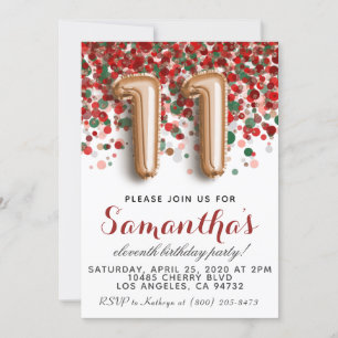 11th Rose Gold Birthday Invitation