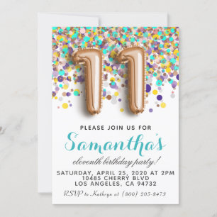 11th Rose Gold Birthday Invitation