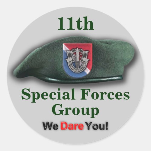 11th Special forces group Green Berets SFG SF Classic Round Sticker