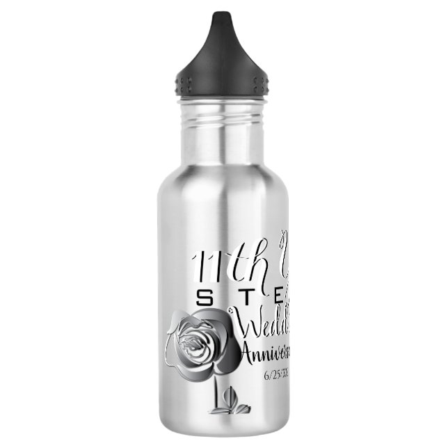 11th Steel Wedding Anniversary Stainless Steel Wat Water Bottle (Left)