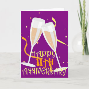 11th wedding anniversary champagne celebration card