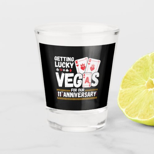 11th Wedding Anniversary _ Couples Las Vegas Trip Shot Glass