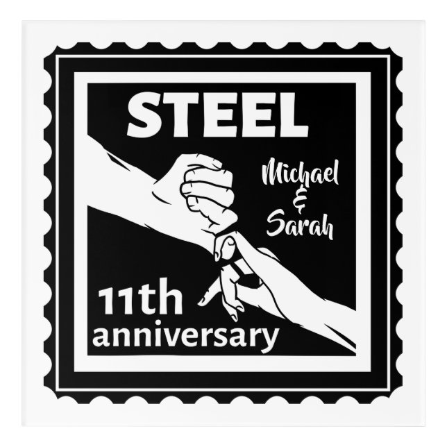 11th wedding anniversary holding hands acrylic print (Front)