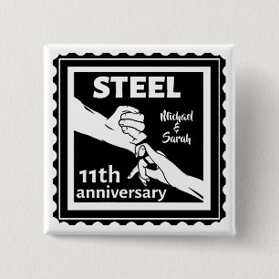 11th wedding anniversary holding hands button