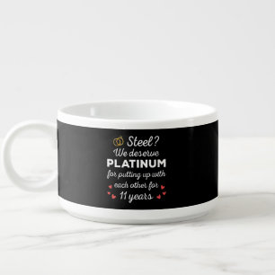 11th Wedding Anniversary I - Steel Funny Couple Bowl