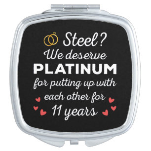 11th Wedding Anniversary I - Steel Funny Couple Compact Mirror