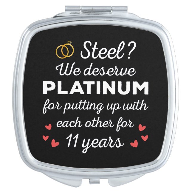 11th Wedding Anniversary I - Steel Funny Couple Compact Mirror (Front)