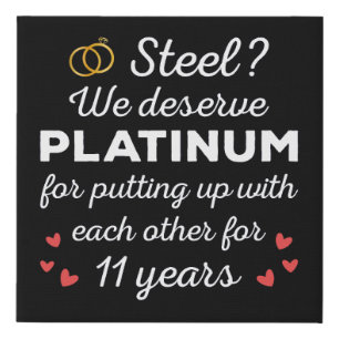 11th Wedding Anniversary I - Steel Funny Couple Faux Canvas Print