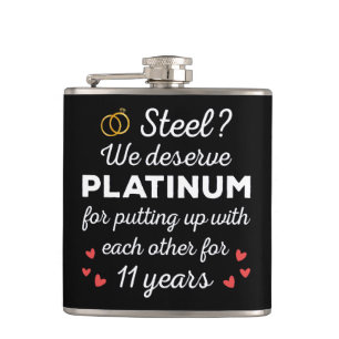 11th Wedding Anniversary I - Steel Funny Couple Flask