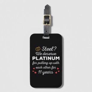 11th Wedding Anniversary I - Steel Funny Couple Luggage Tag
