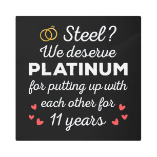 11th Wedding Anniversary I - Steel Funny Couple Metal Print