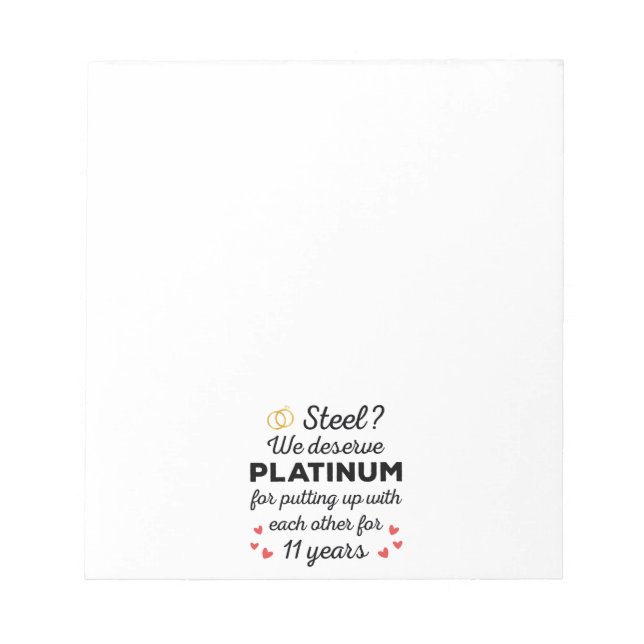11th Wedding Anniversary I - Steel Funny Couple Notepad (Front)