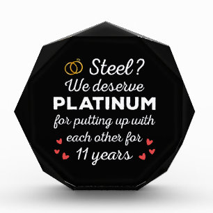 11th Wedding Anniversary I - Steel Funny Couple Photo Block
