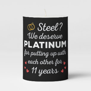 11th Wedding Anniversary I - Steel Funny Couple Pillar Candle