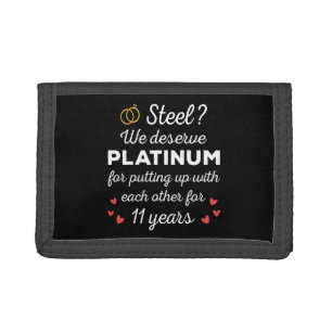 11th Wedding Anniversary I - Steel Funny Couple Tri-fold Wallet