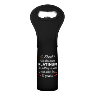 11th Wedding Anniversary I - Steel Funny Couple Wine Bag