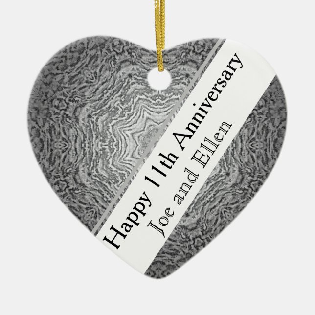 11th Wedding Anniversary, Steel Anniversary Ceramic Ornament (Front)