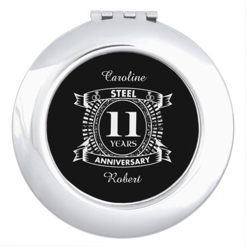 11TH wedding anniversary steel Compact Mirror